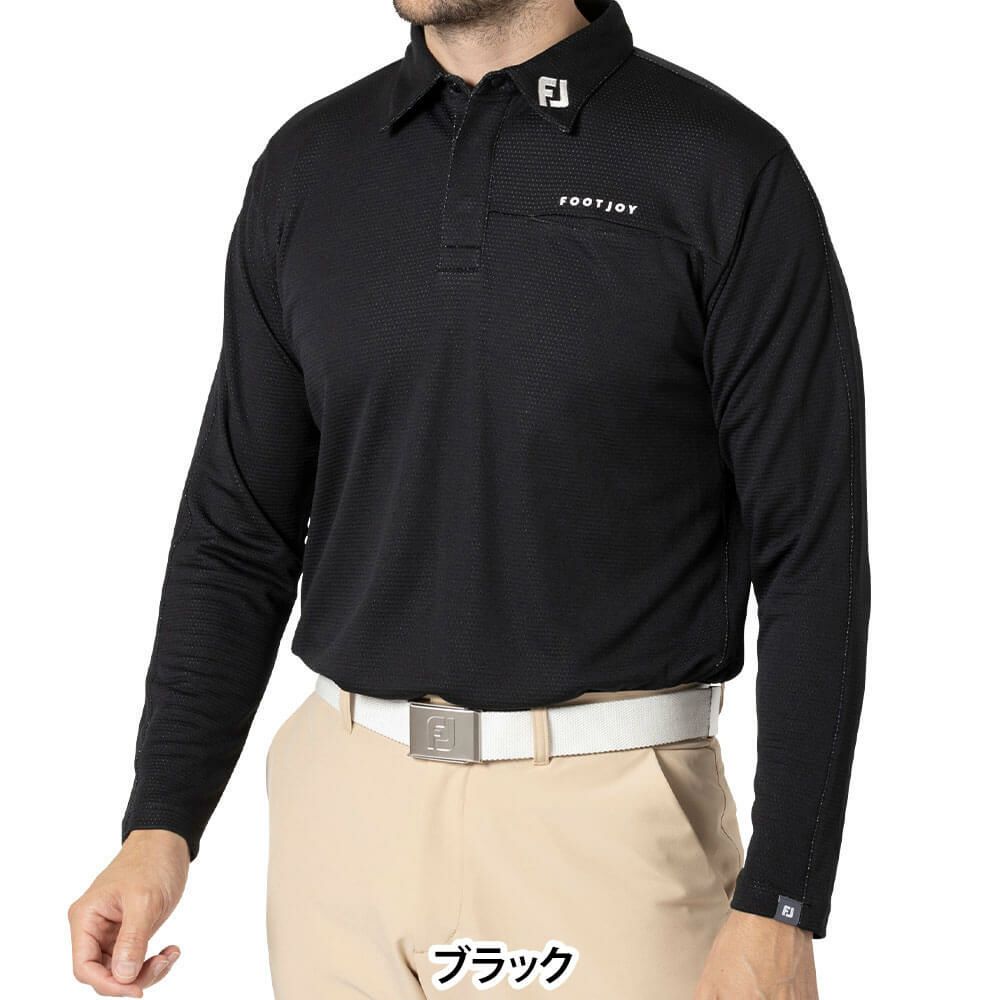 フットジョイ FootJoy　メンズ フロントポケット 長袖 ポロシャツ FJ-F24-S01　2024年モデル ブラック