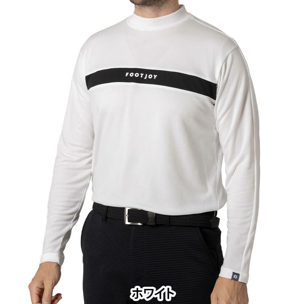 フットジョイ FootJoy　メンズ チェストライン 長袖 モックネックシャツ FJ-F24-S02　2024年モデル ホワイト