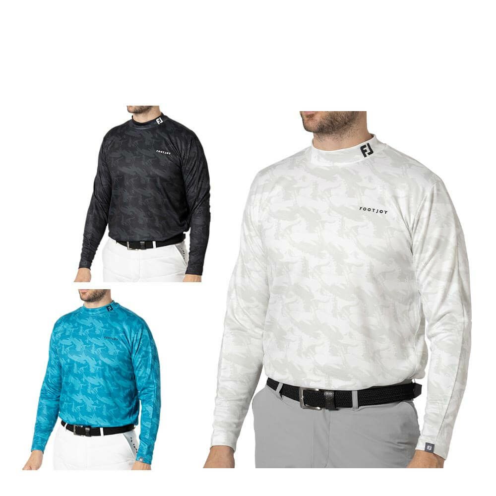 フットジョイ FootJoy　メンズ 総柄プリント 長袖 モックネックシャツ FJ-F24-S03　2024年モデル