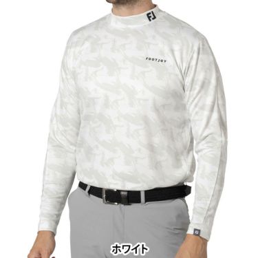 フットジョイ FootJoy　メンズ 総柄プリント 長袖 モックネックシャツ FJ-F24-S03　2024年モデル ホワイト