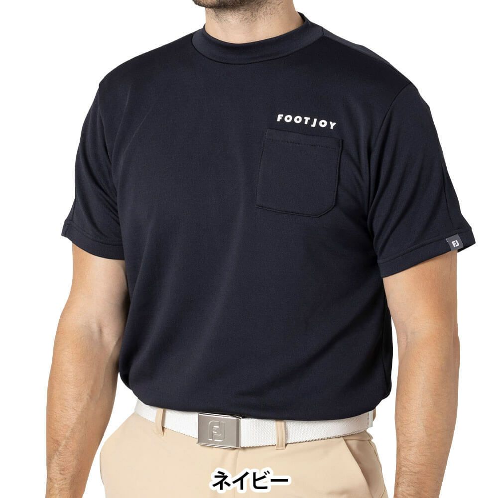 フットジョイ FootJoy　メンズ ロゴプリント 半袖 モックネックシャツ FJ-F24-S05　2024年モデル ネイビー