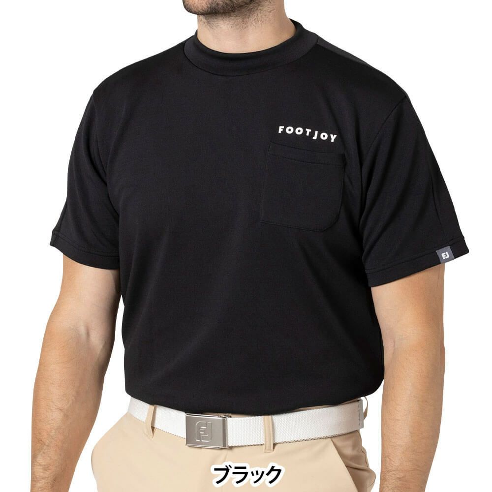 フットジョイ FootJoy　メンズ ロゴプリント 半袖 モックネックシャツ FJ-F24-S05　2024年モデル ブラック