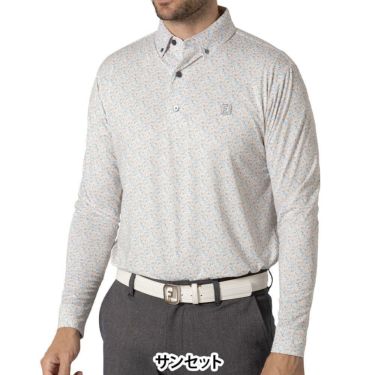 フットジョイ FootJoy　メンズ フラワープリント 長袖 ボタンダウン ポロシャツ FJ-F24-S10　2024年モデル サンセット