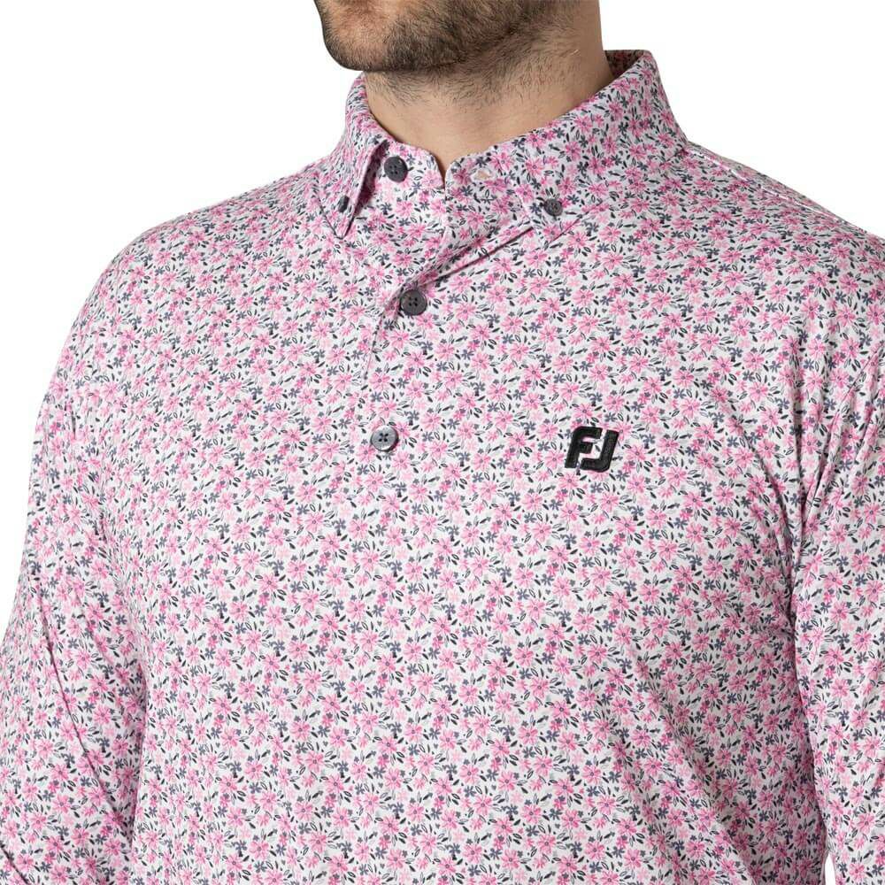 フットジョイ FootJoy　メンズ フラワープリント 長袖 ボタンダウン ポロシャツ FJ-F24-S10　2024年モデル 詳細7