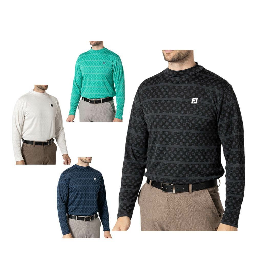 フットジョイ FootJoy　メンズ ロゴジャカード 長袖 モックネックシャツ FJ-F24-S11　2024年モデル