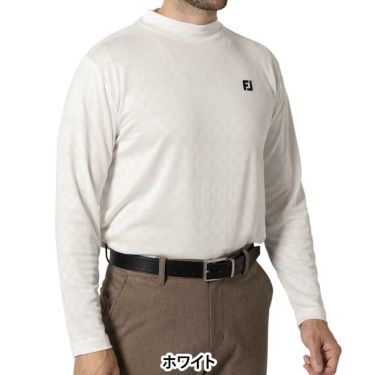フットジョイ FootJoy　メンズ ロゴジャカード 長袖 モックネックシャツ FJ-F24-S11　2024年モデル ホワイト