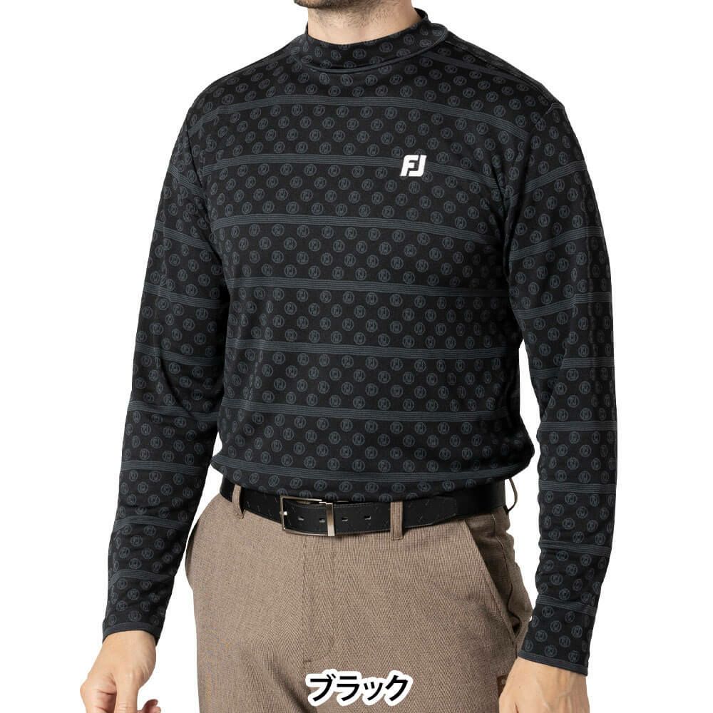 フットジョイ FootJoy　メンズ ロゴジャカード 長袖 モックネックシャツ FJ-F24-S11　2024年モデル ブラック