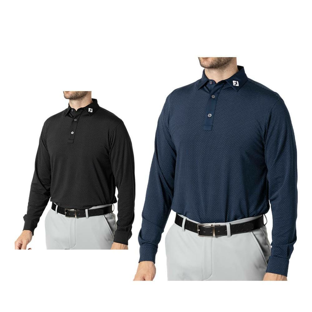 フットジョイ FootJoy　メンズ ストレッチ ドット柄 長袖 ポロシャツ FJ-F24-S15　2024年モデル