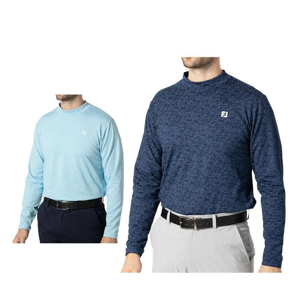 フットジョイ FootJoy　メンズ 保温 総柄プリント 長袖 モックネックシャツ FJ-F24-S17　2024年モデル