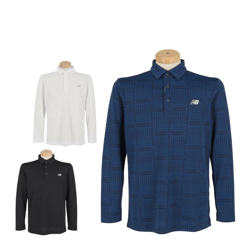 ニューバランスゴルフ　メンズ ロゴグレンチェック ジャカード 長袖 ポロシャツ 012-5269002　2025年モデル 詳細1