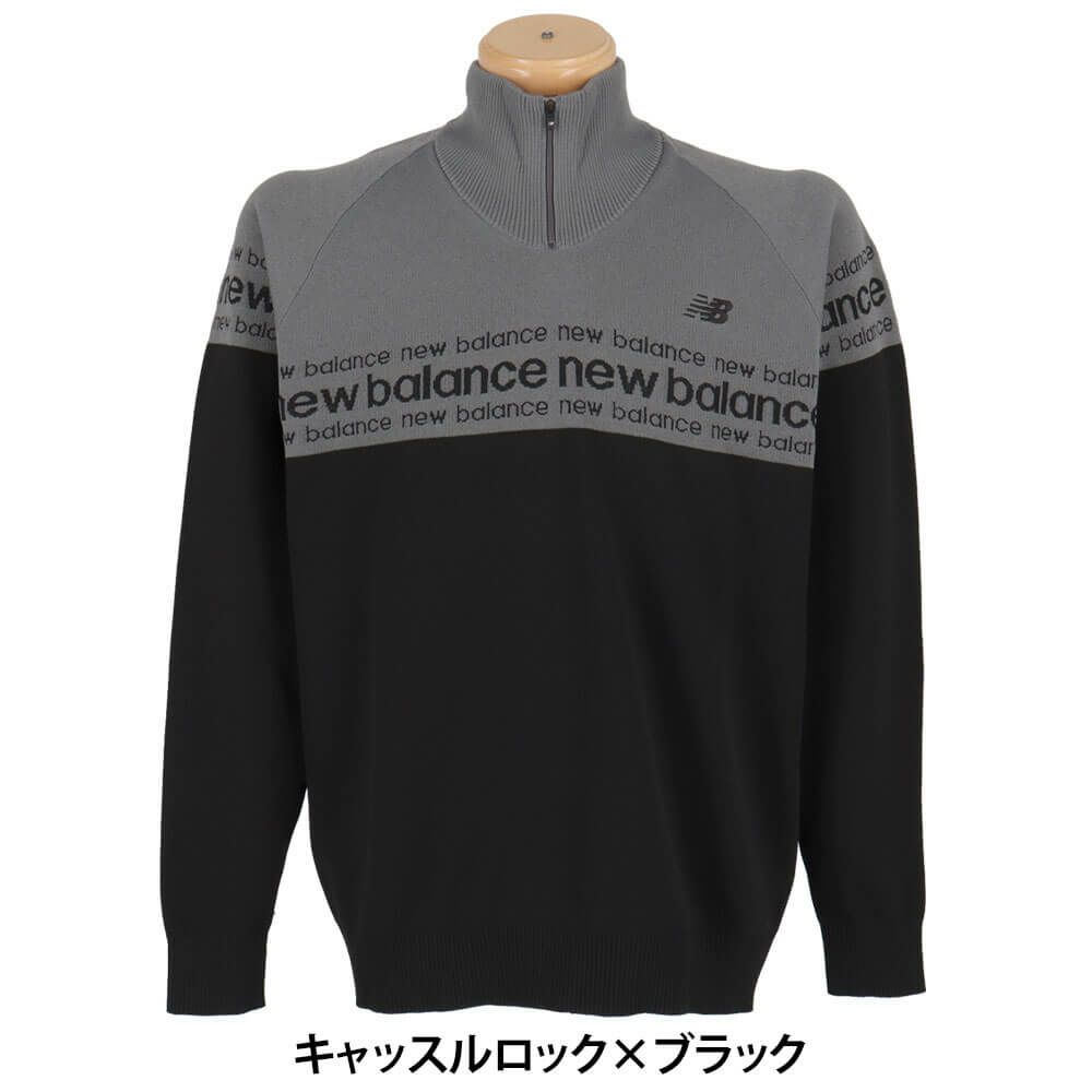 ニューバランスゴルフ　メンズ ダブルジャカード 長袖 ハーフジップ ニット プルオーバー 012-5270001　2025年モデル 詳細1 詳細2