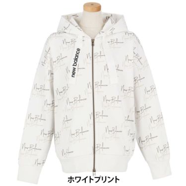 ニューバランスゴルフ　レディース ロゴプリント ダンボール 長袖 フルジップ フーディ 012-5262502　2025年モデル ホワイトプリント
