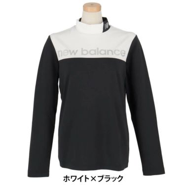 ニューバランスゴルフ　レディース 配色切替 長袖 モックネックシャツ 012-5267501　2025年モデル ホワイト×ブラック