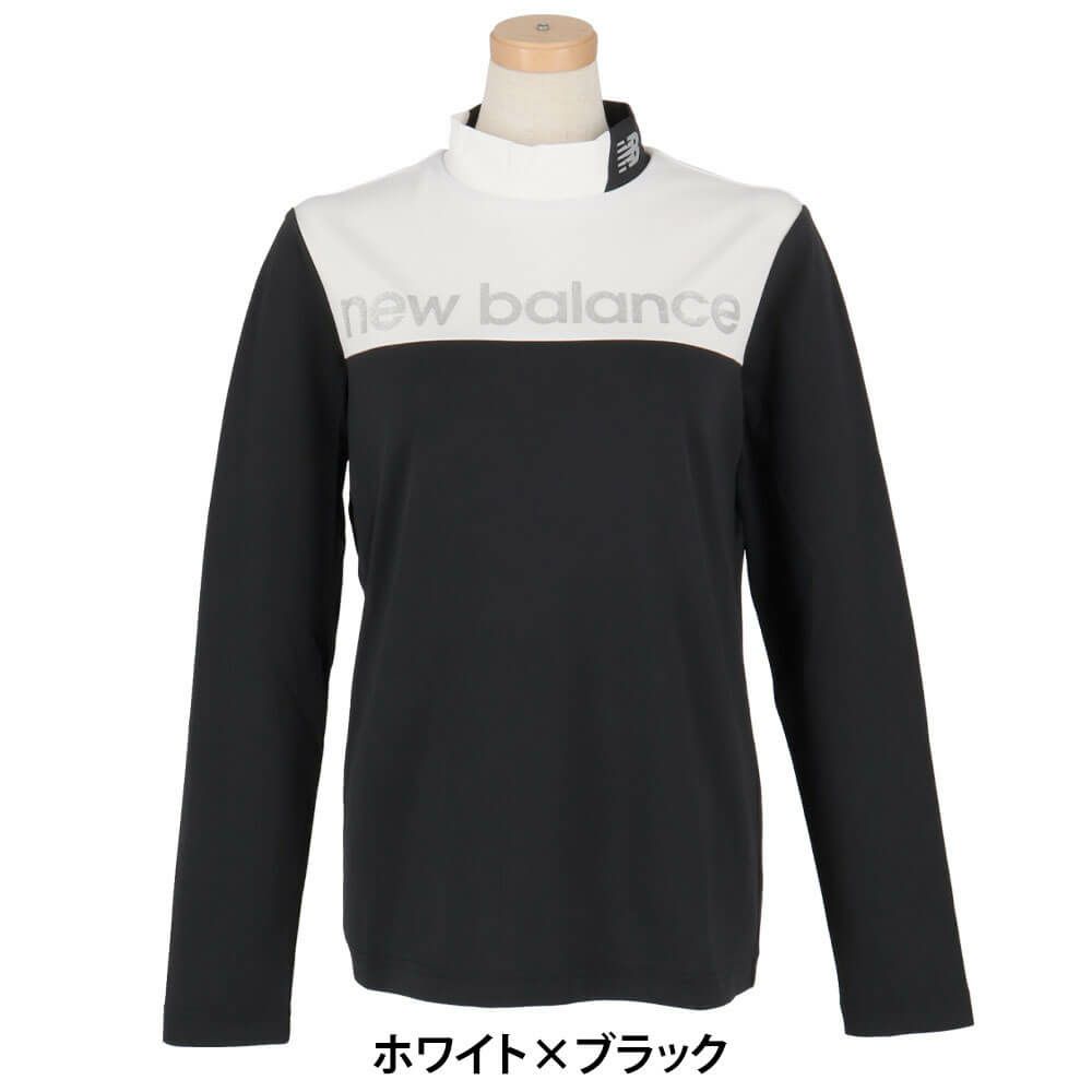 ニューバランスゴルフ　レディース 配色切替 長袖 モックネックシャツ 012-5267501　2025年モデル ホワイト×ブラック