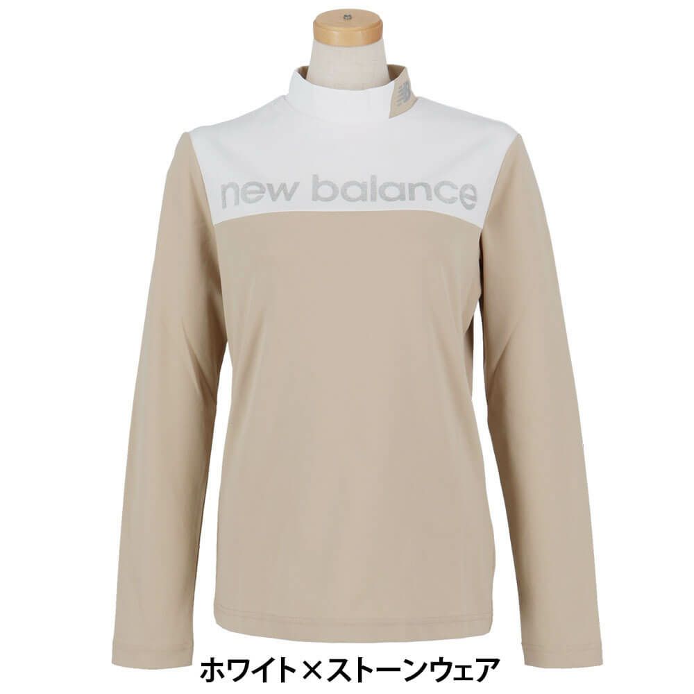 ニューバランスゴルフ　レディース 配色切替 長袖 モックネックシャツ 012-5267501　2025年モデル ホワイト×ストーンウェア