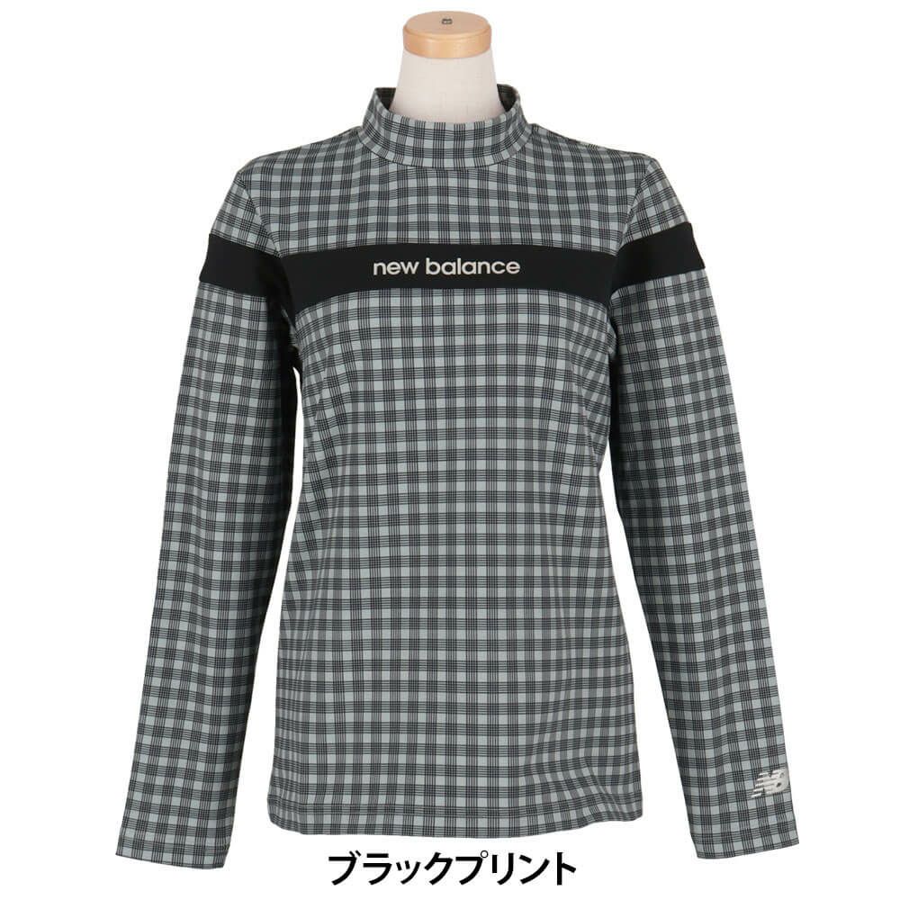 ニューバランスゴルフ　レディース チェストライン ストレッチ 長袖 モックネックシャツ 012-5267503　2025年モデル ブラックプリント