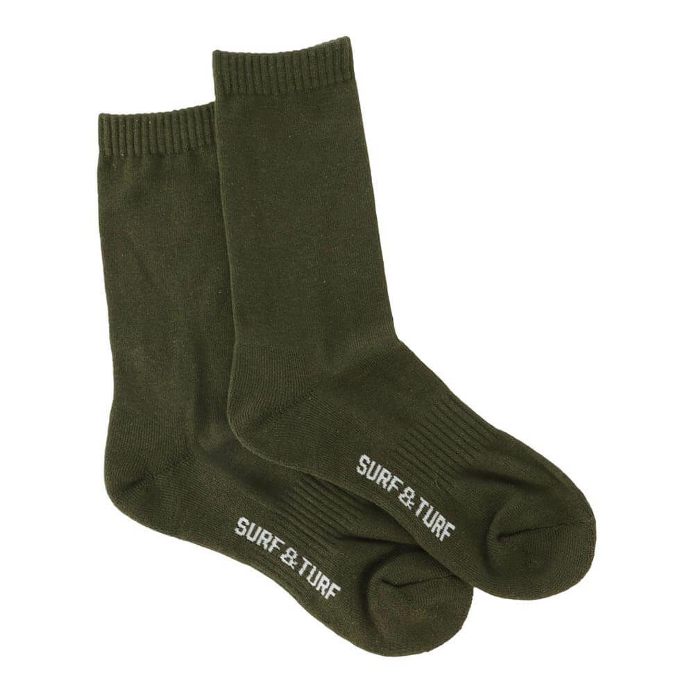 サーフ＆ターフ SURF＆TURF　メンズ レギュラーソックス STMS2503 カーキ カーキ