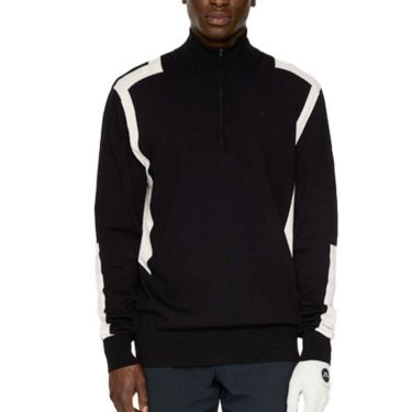 Jリンドバーグ J.LINDEBERG　メンズ ケンドリック 長袖 ニット ハーフジップ セーター 071-14915 019 ブラック　2025年モデル ブラック