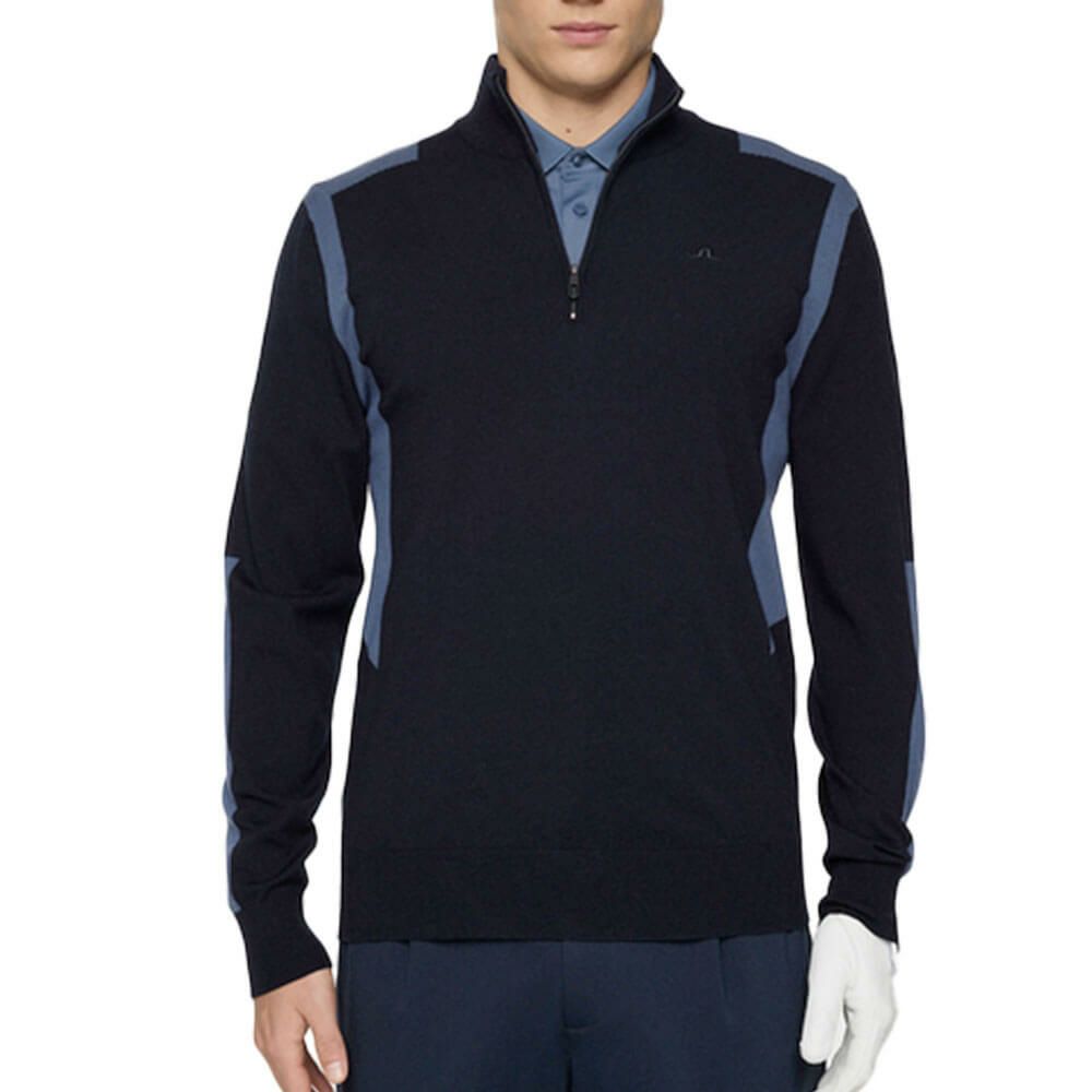 Jリンドバーグ J.LINDEBERG　メンズ ケンドリック 長袖 ニット ハーフジップ セーター 071-14915 098 ネイビー　2025年モデル ネイビー