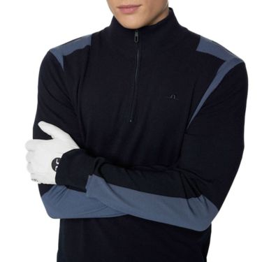 Jリンドバーグ J.LINDEBERG　メンズ ケンドリック 長袖 ニット ハーフジップ セーター 071-14915 098 ネイビー　2025年モデル ネイビー 詳細3