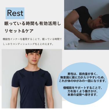 デリットテック DERIT TECH　メンズ 機能性インナーウェア クルーネック 半袖 シャツ ブラック ブラック 詳細4