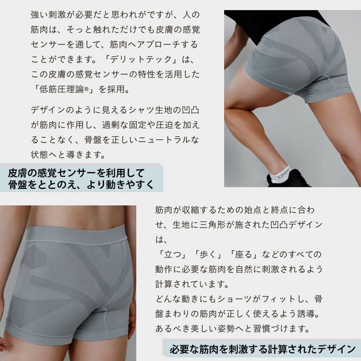 デリットテック DERIT TECH　メンズ 機能性パンツ ボクサータイプ グレー グレー 詳細3