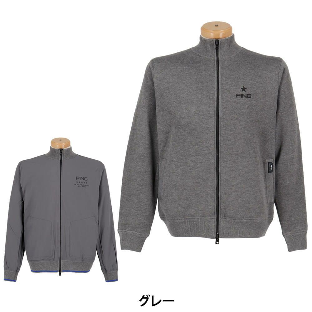 ピン PING　メンズ リバーシブル 長袖 フルジップ ニット 621-4270003　2024年モデル グレー