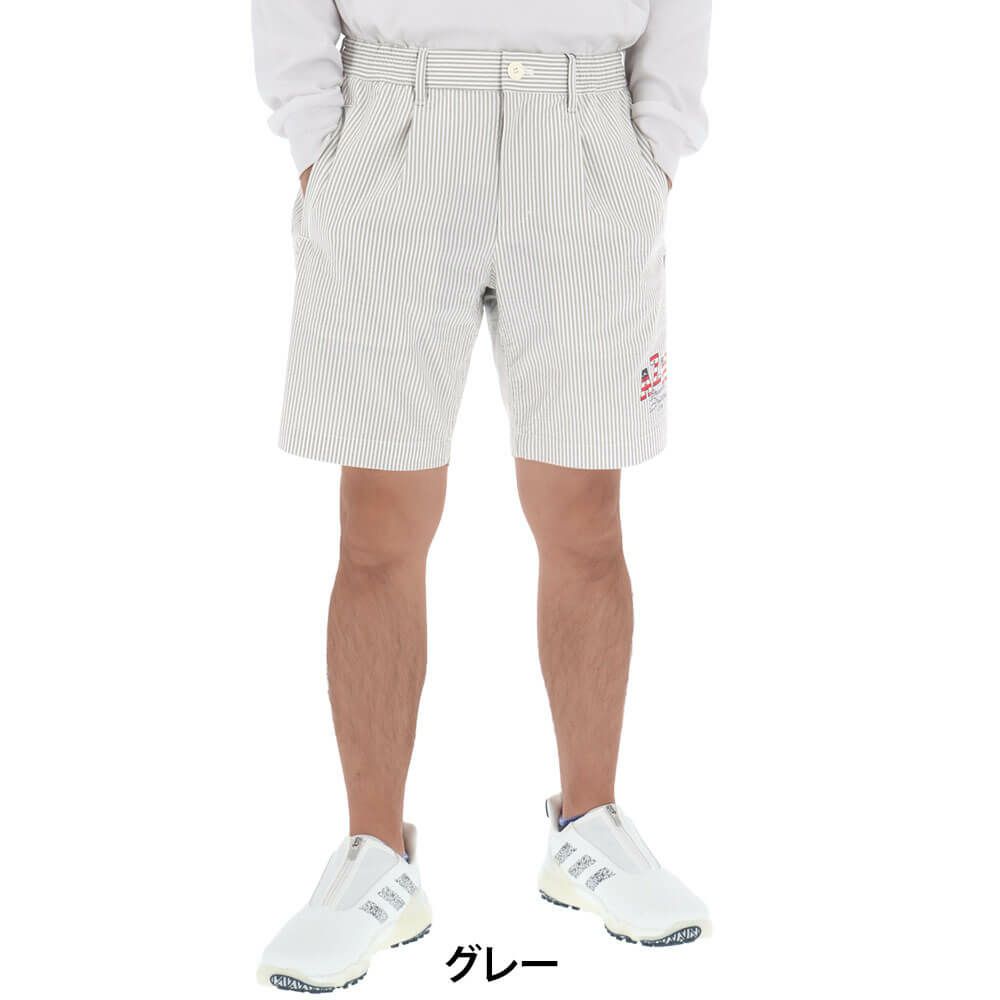ピン PING　メンズ サッカーストライプ ショートパンツ 621-4132307　2024年モデル グレー