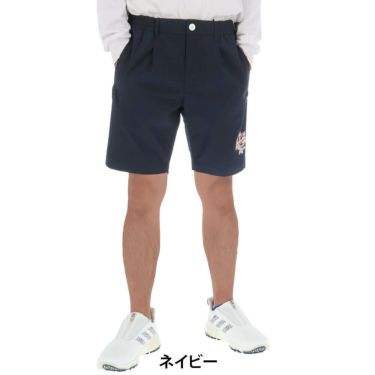 ピン PING　メンズ サッカーストライプ ショートパンツ 621-4132307　2024年モデル ネイビー