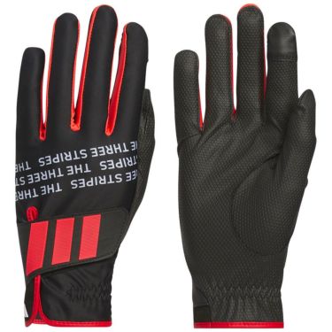 アディダス adidas　PALMWRAP WARM パームラップ ウォーム ペア 両手用 メンズ ゴルフグローブ JUT48 JM6723 ブラック/ルーシッドレッド　2025年モデル ブラック/ルーシッドレッド