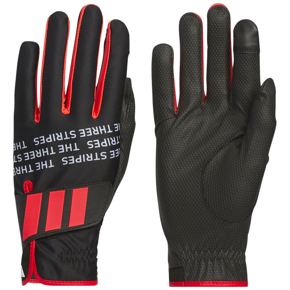 アディダス adidas　PALMWRAP WARM パームラップ ウォーム ペア 両手用 メンズ ゴルフグローブ JUT48 JM6723 ブラック/ルーシッドレッド　2025年モデル ブラック/ルーシッドレッド