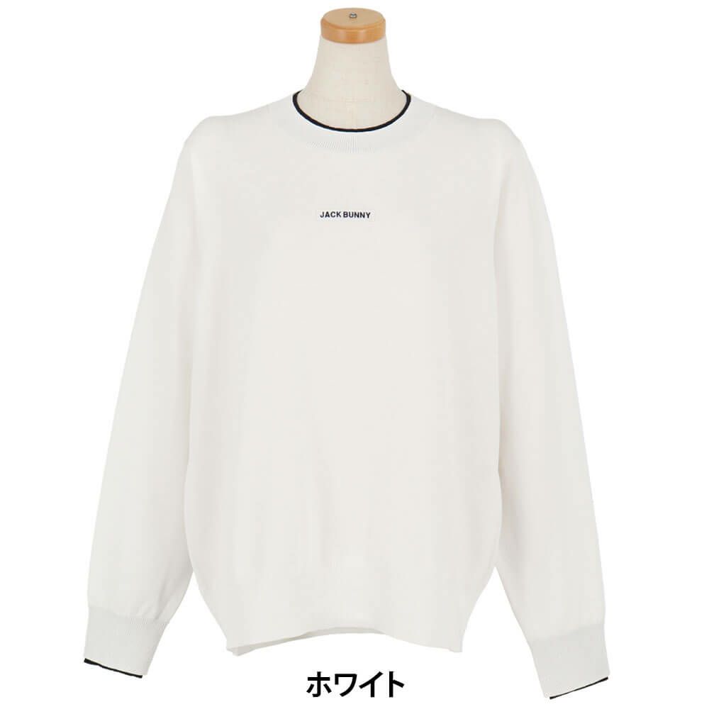 ジャックバニー Jack Bunny!!　レディース 生地切替 ロゴ刺繍 長袖 クルーネック ニット セーター 263-5270836　2025年モデル 詳細1 詳細2