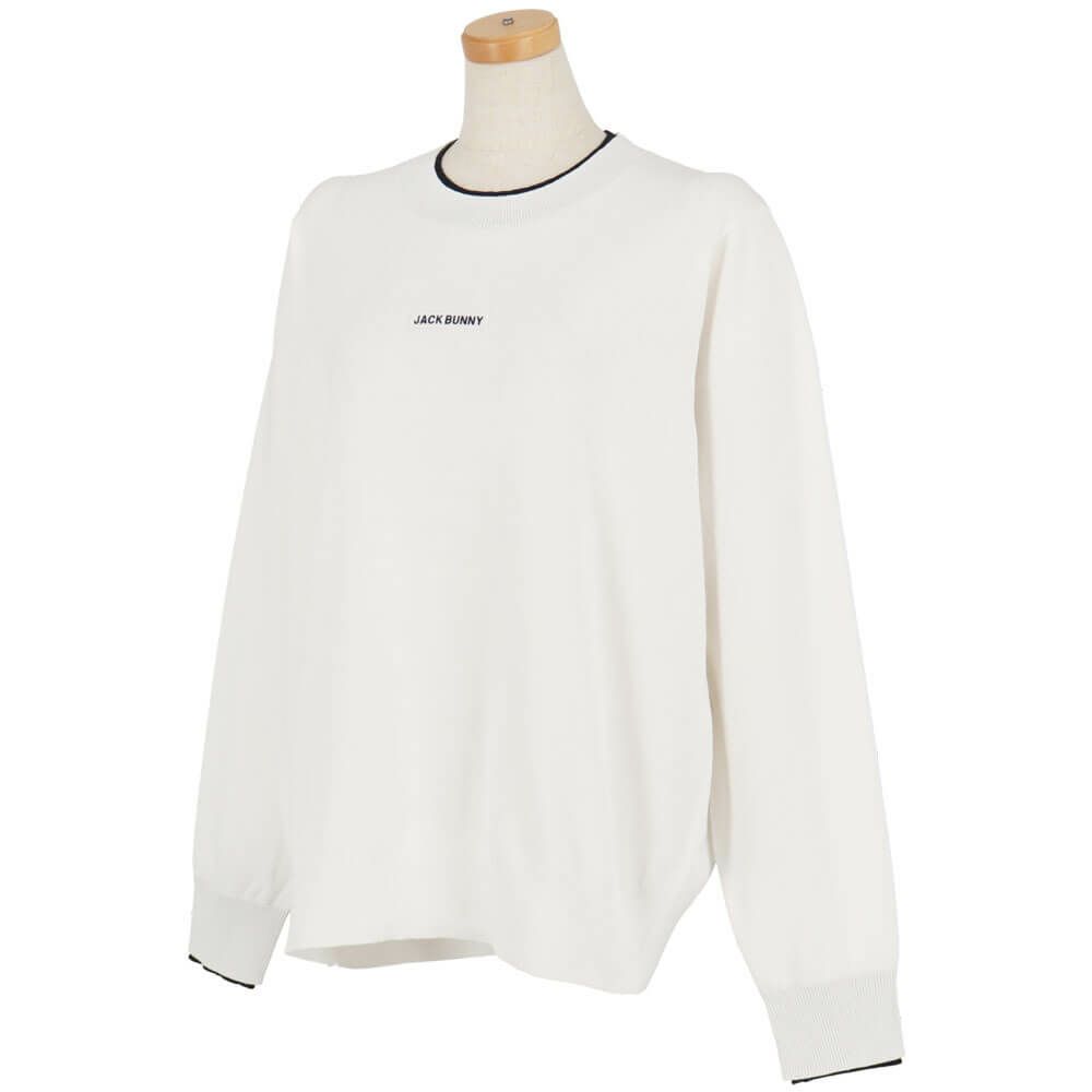 ジャックバニー Jack Bunny!!　レディース 生地切替 ロゴ刺繍 長袖 クルーネック ニット セーター 263-5270836　2025年モデル 詳細1 詳細4