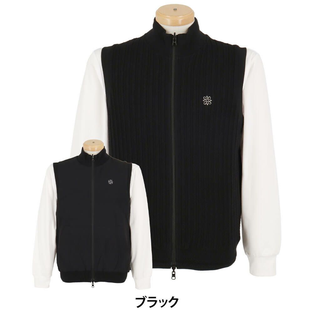 セントアンドリュース St ANDREWS　メンズ ケーブル リバーシブル ニット ベスト 042-4273801　2024年モデル ブラック