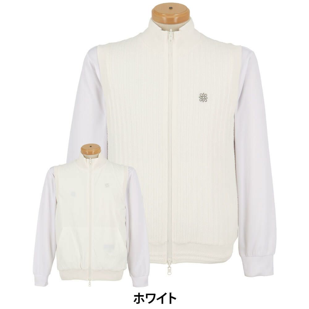 セントアンドリュース St ANDREWS　メンズ ケーブル リバーシブル ニット ベスト 042-4273801　2024年モデル ホワイト