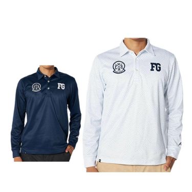 ピン 千鳥 ジャカード 裏起毛 長袖 ポロシャツ ゴルフウェア メンズ S