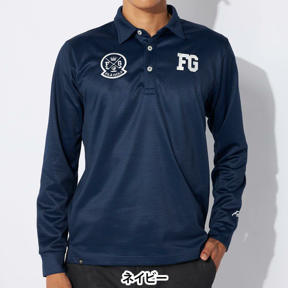 フィラ FILA　メンズ ロゴプリント 裏起毛 長袖 ポロシャツ 784-508　2024年モデル ネイビー