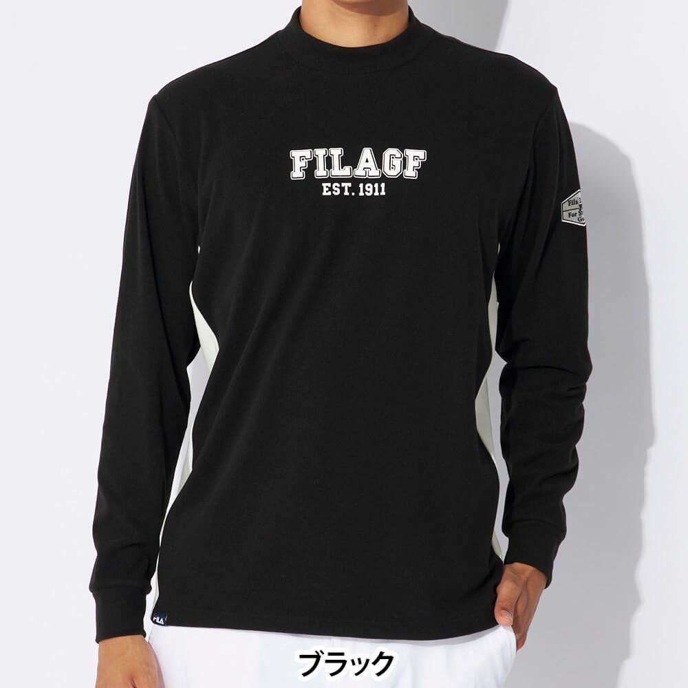 フィラ FILA　メンズ 配色切替 長袖 モックネック シャツ 784-511　2024年モデル ブラック