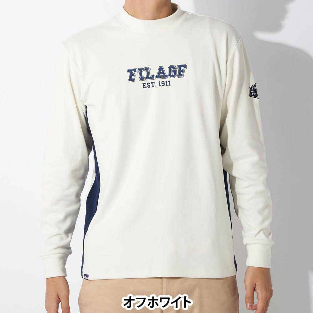 フィラ FILA　メンズ 配色切替 長袖 モックネック シャツ 784-511　2024年モデル オフホワイト