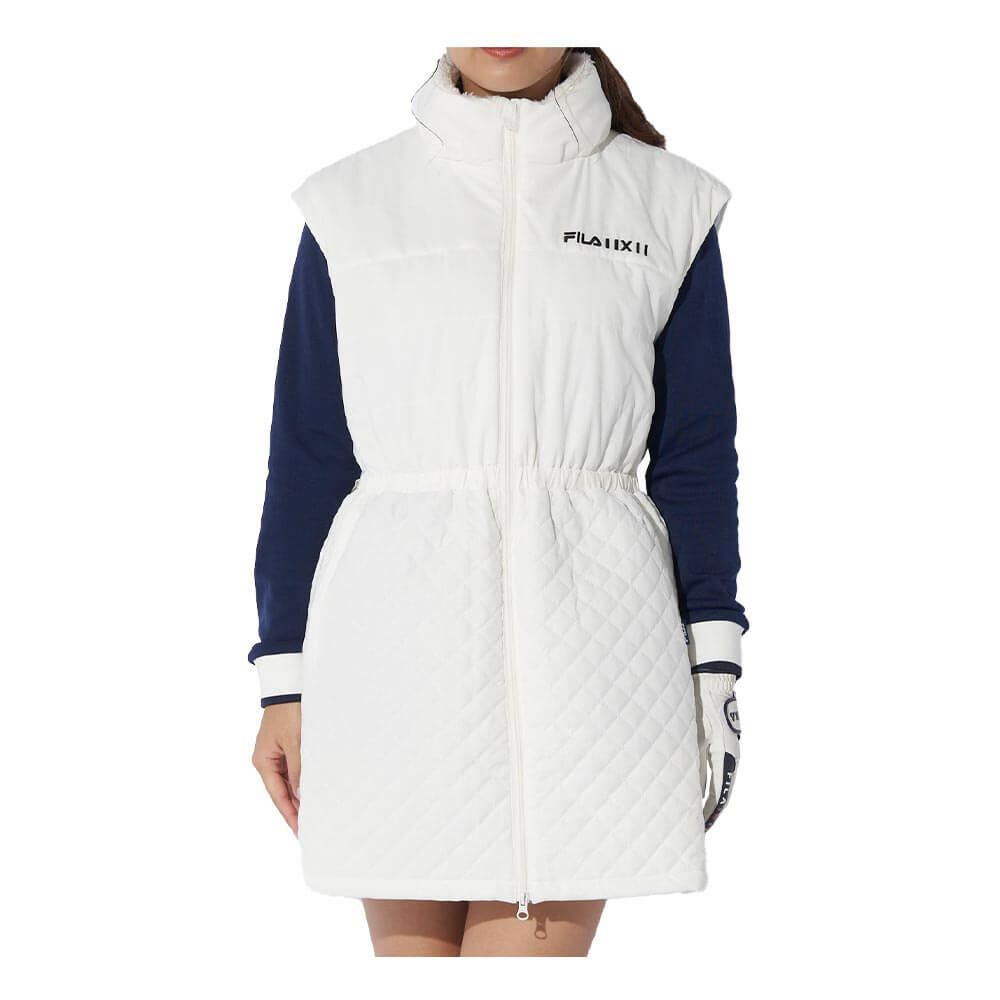 フィラ FILA　レディース 中綿 フルジップ ノースリーブ ワンピース 794-242　2024年モデル オフホワイト