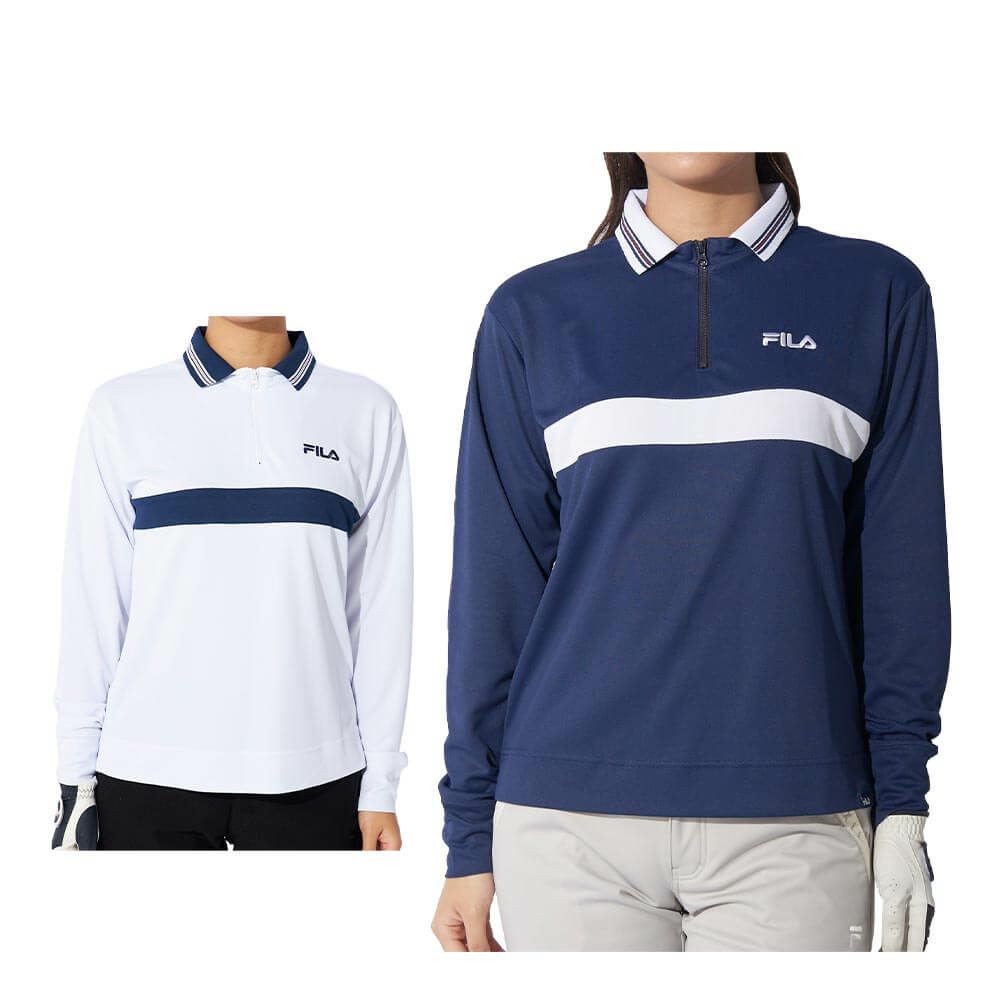フィラ FILA　レディース 配色切替 長袖 ハーフジップ シャツ 794-502　2024年モデル