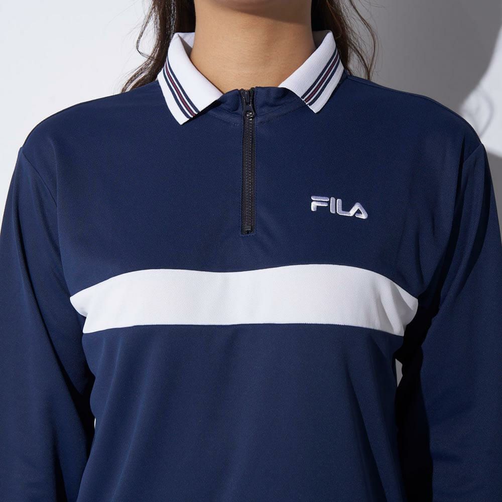 フィラ FILA　レディース 配色切替 長袖 ハーフジップ シャツ 794-502　2024年モデル 詳細4
