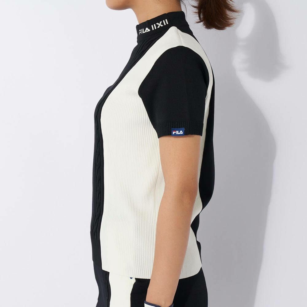 フィラ FILA　レディース バイカラー 編地切替 半袖 ニット セーター 794-640　2024年モデル 詳細3