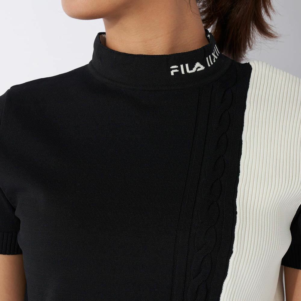 フィラ FILA　レディース バイカラー 編地切替 半袖 ニット セーター 794-640　2024年モデル 詳細4
