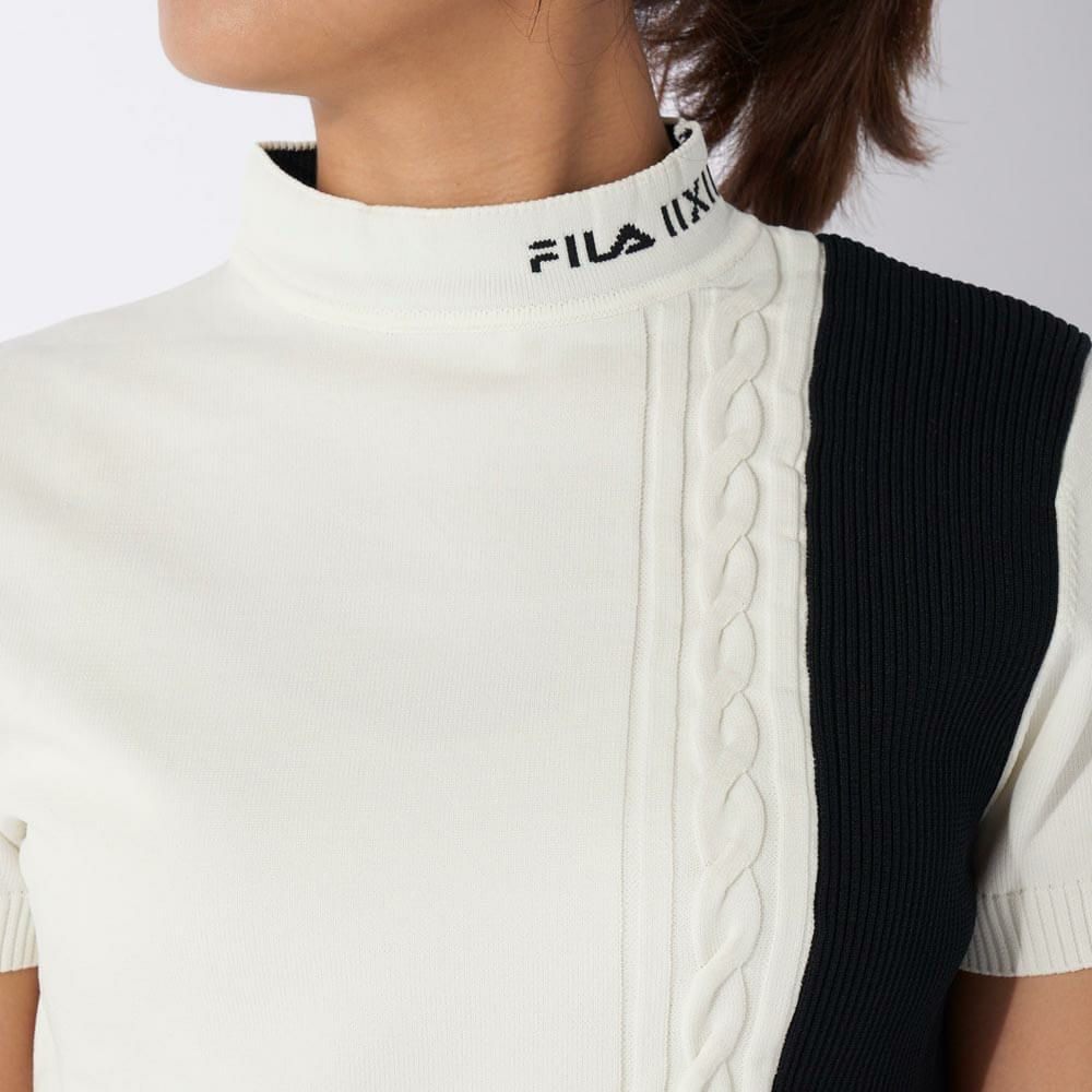 フィラ FILA　レディース バイカラー 編地切替 半袖 ニット セーター 794-640　2024年モデル 詳細8