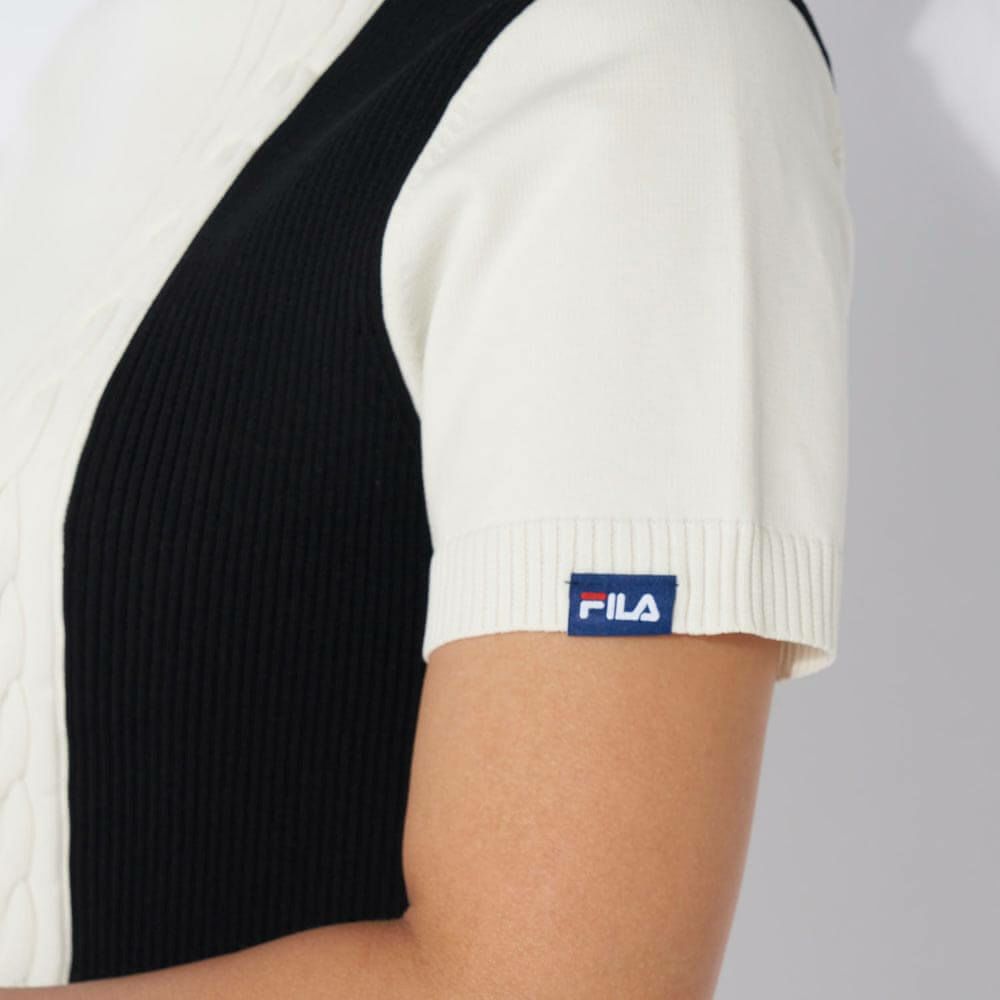 フィラ FILA　レディース バイカラー 編地切替 半袖 ニット セーター 794-640　2024年モデル 詳細9