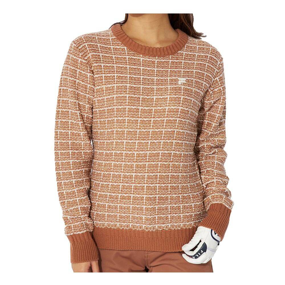 フィラ FILA　レディース 長袖 クルーネック セーター 794-760　2024年モデル ブラウン