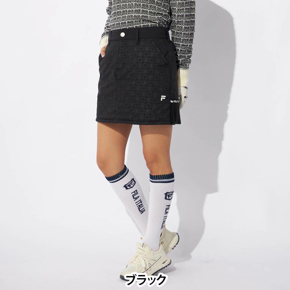 フィラ FILA　レディース 撥水 4WAYストレッチ 裾ニット 中綿 スカート 794-342　2024年モデル ブラック