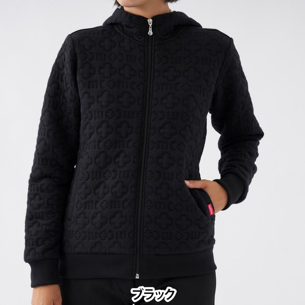 マリクレール marie claire　レディース キルト 長袖 フルジップ パーカー 733-200 ブラック 詳細1