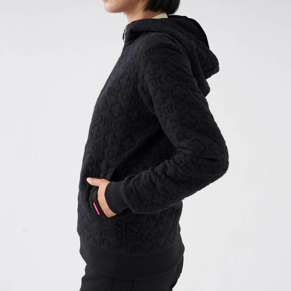 マリクレール marie claire　レディース キルト 長袖 フルジップ パーカー 733-200 ブラック 詳細3